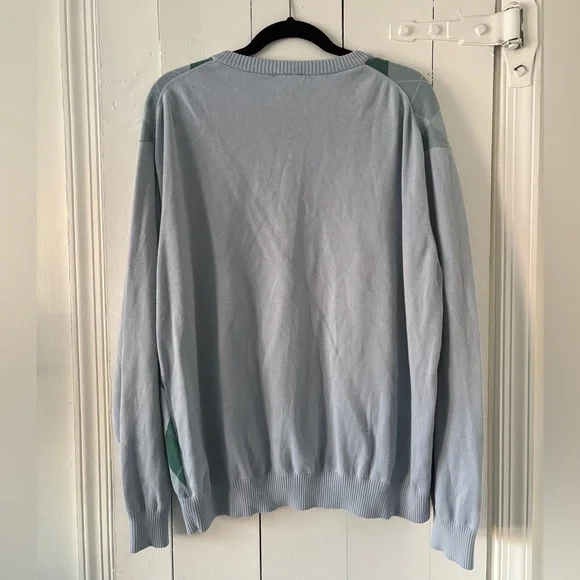 Lacoste Argyle Sweater in Light Blue and Green - Picture 2 of 10